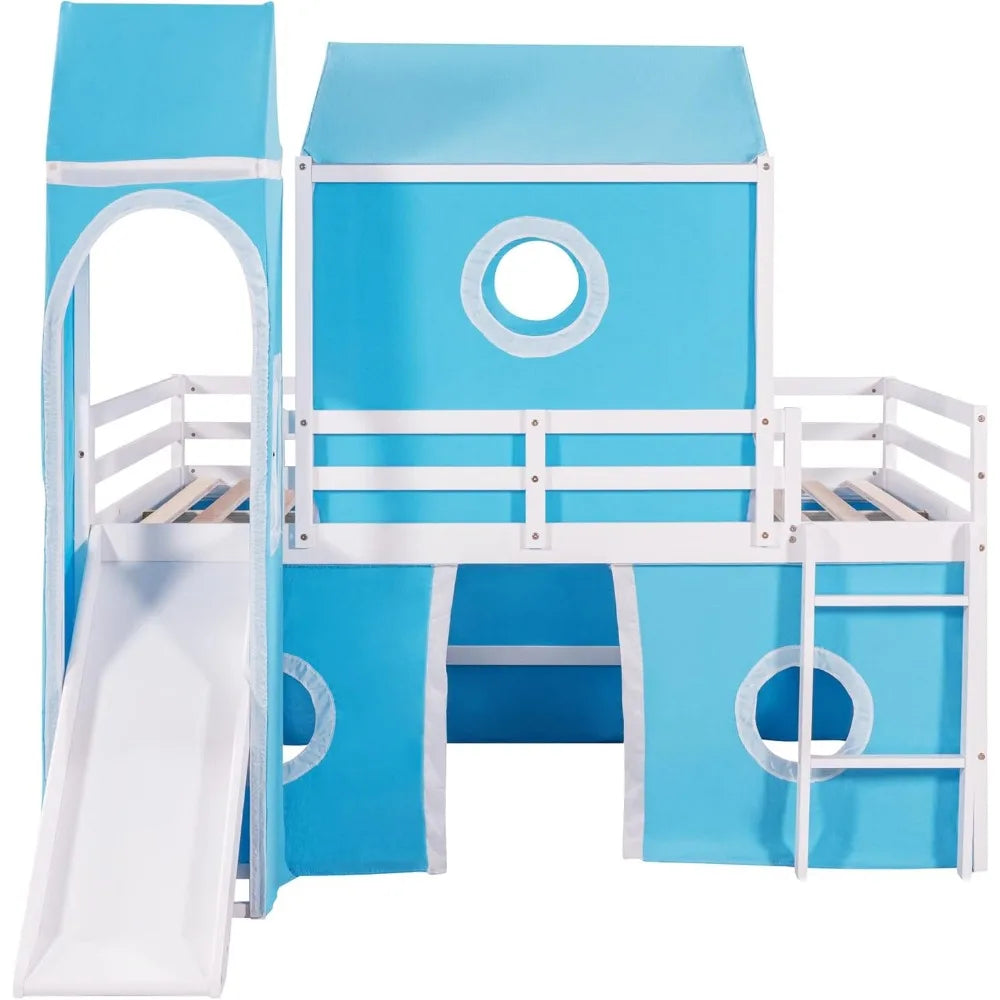 Kids Loft Bed with Slide and Playhouse Design