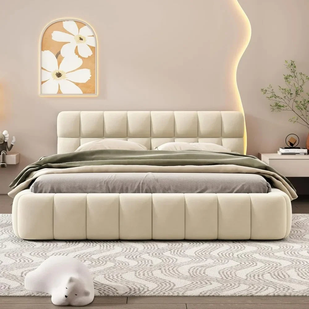 Minimalist Modern Upholstered Platform Bed