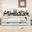 Multifunctional Velvet Full Size Bed with Study Desk and Storage Space