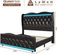 Queen Bed Frame with LED Headboard