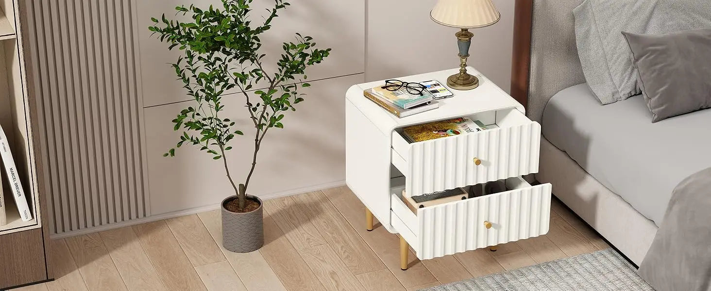 Nightstand with Gold Knob and Sturdy MDF Panel