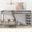 Space-Saving Triple Bunk Bed with Storage Shelves and L-Shaped Design