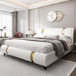 Modern Faux Leather Bed Frame with Adjustable Headboard