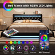 Full-Size Bed Frame with RGB LED Light and Adjustable Headboard