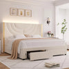 Bed with LED Headboard and Storage Drawers