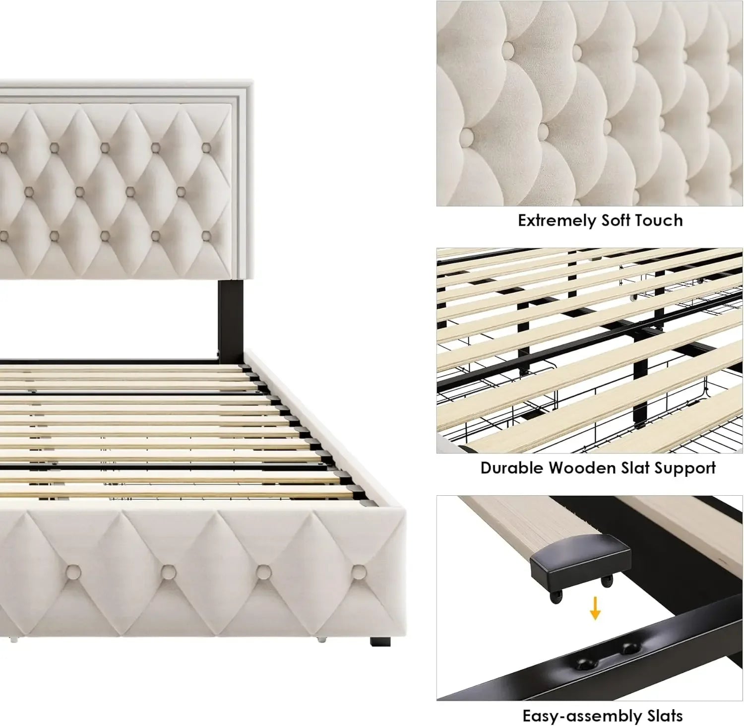 LED Bed Frame with Storage Drawers