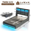 Modern Minimalist Twin Bed with RGB LED Lighting