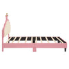 Dreamy Crown-Shaped Twin Bed with Velvet Upholstery - Pink