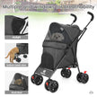 Wheel Pet Dog Stroller with Rotating Wheels & Brakes