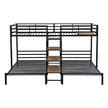 Versatile Metal Bunk Bed with Shelves and Sturdy Frame - Twin/Twin - Black