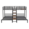 Versatile Metal Bunk Bed with Shelves and Sturdy Frame - Twin/Twin - Black