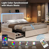 Modern Style Bed Frame with LED Headboard