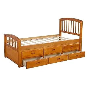 Modern Twin Bed Frame with 6 Drawers