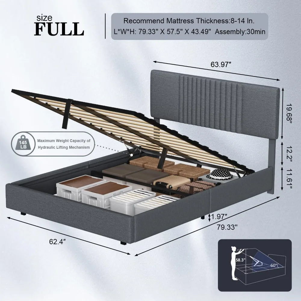 Modern Chinese Style Oak Wood with Hydraulic Lift Storage