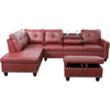 Elegant L-Shaped 3-Piece Faux Leather Sectional Couch with Storage Ottoman