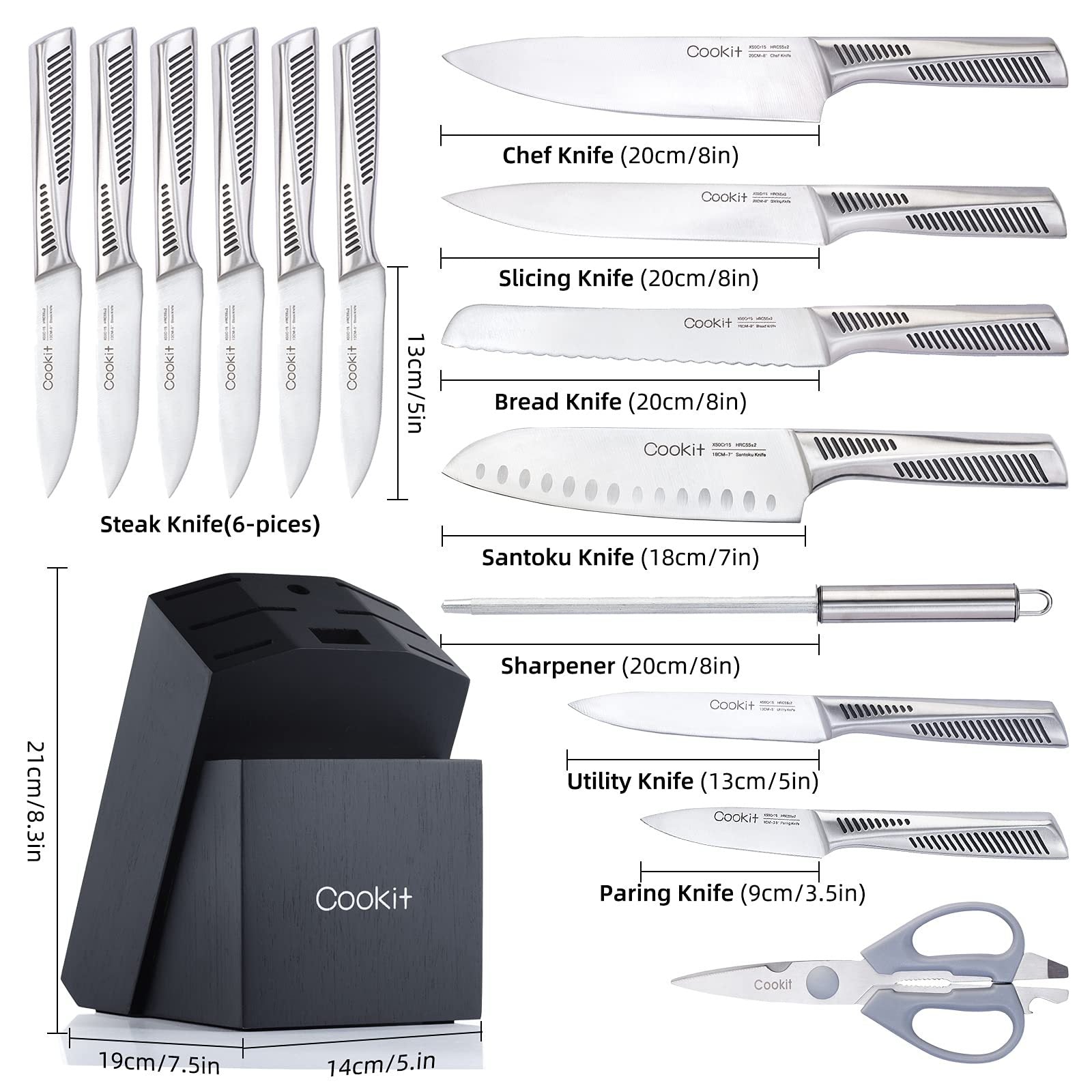 15-Piece Professional Kitchen Knife Set