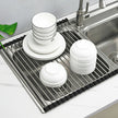 Kitchen Stainless Steel Sink Drain Rack Roll Up Dish Drying Drainer Mat