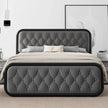 Classic Faux Leather Bed Frame with High - Density Foam Padding - Gleaming House