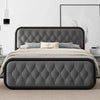 Classic Faux Leather Bed Frame with High - Density Foam Padding - Gleaming House