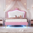 Cute Crown Design Princess Bed Frame with LED Lights - Gleaming House