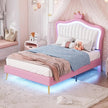 Cute Crown Design Princess Bed Frame with LED Lights - Gleaming House