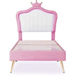 Cute Crown Design Princess Bed Frame with LED Lights - Gleaming House