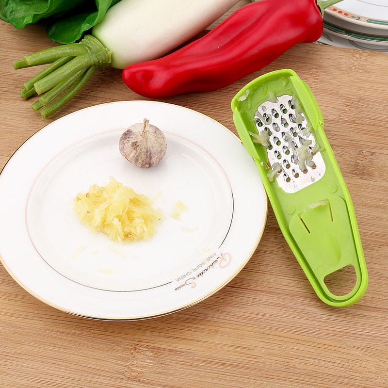 Eco - Friendly Plastic and Stainless Steel Garlic Press - Compact 14x4cm, Available in Rose and Gree - Gleaming House