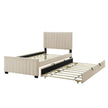 Elegant Velvet Upholstered Twin Bed with Trundle - Modern Minimalist Design - Gleaming House