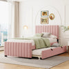 Elegant Velvet Upholstered Twin Bed with Trundle - Modern Minimalist Design - Gleaming House