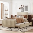 Elegant Velvet Upholstered Twin Bed with Trundle - Modern Minimalist Design - Gleaming House