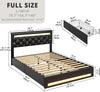 Full - Size Bed Frame with RGB LED Light and Adjustable Headboard - Gleaming House