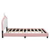 Full Size Crown - Shaped Upholstered Day Bed with Faux Leather Finish - Pink - Gleaming House