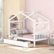 Full Size House Bed with Twin Trundleed for Girls & Boys (Full, Natural) - Gleaming House