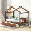 Full Size House Bed with Twin Trundleed for Girls & Boys (Full, Natural) - Gleaming House