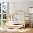 Full Size House Bed with Twin Trundleed for Girls & Boys (Full, Natural) - Gleaming House