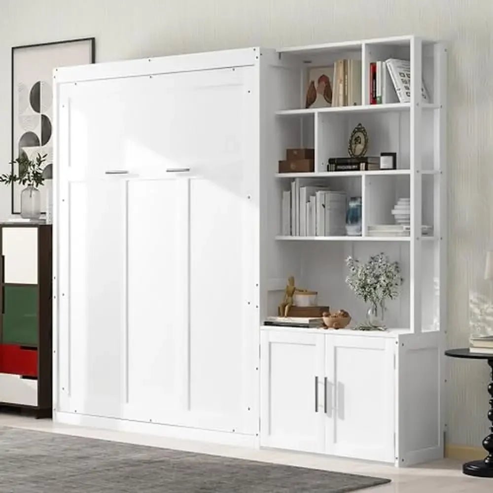 Full - Size Murphy Bed with Storage, Foldable Design, and Durable Wood Frame - Gleaming House