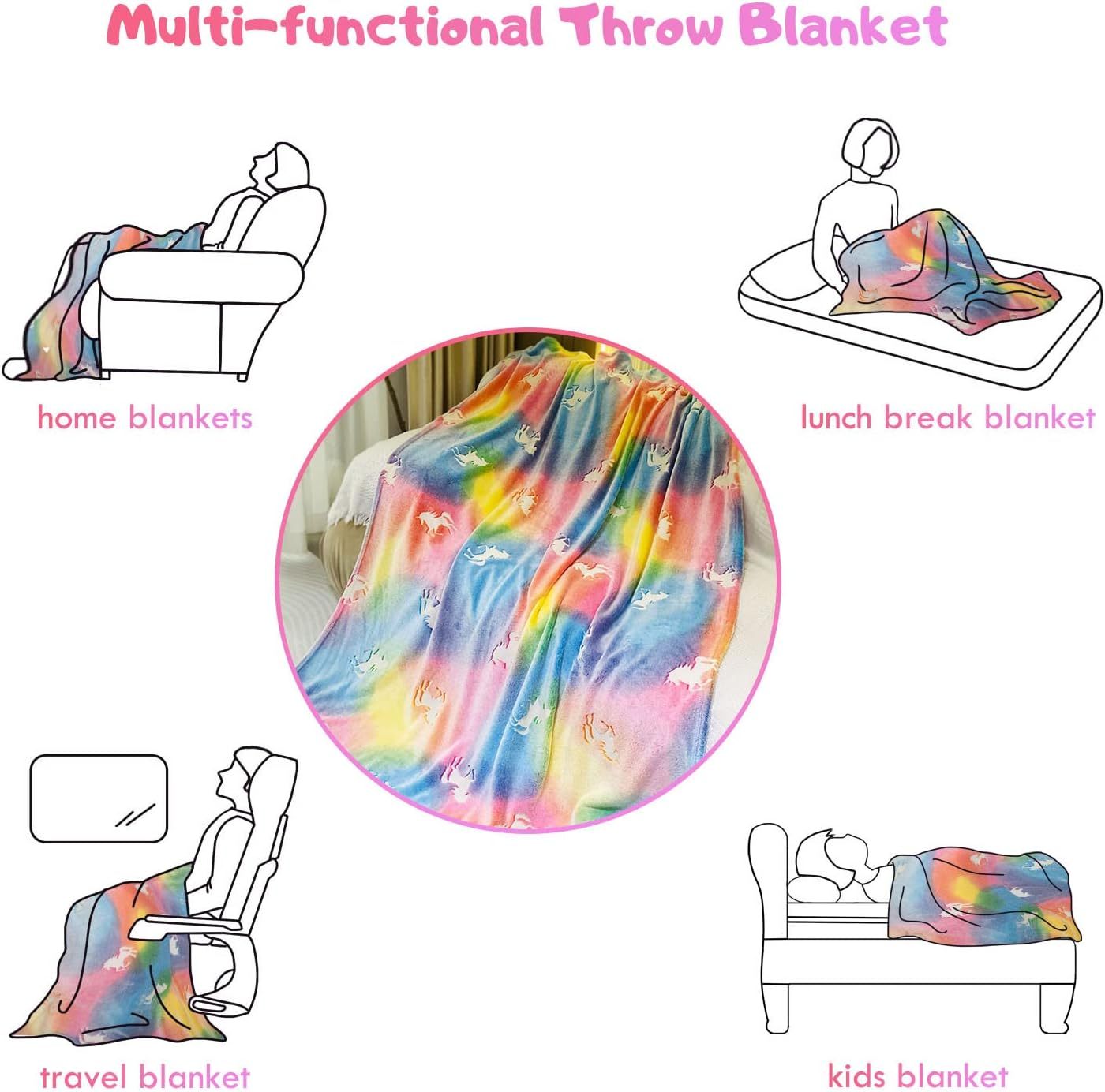 Glow in the Dark Unicorn Blanket – Magical Comfort for Girls - Gleaming House