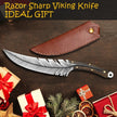 Hand - Forged Viking Knife – 8.5 - Inch High Carbon Steel Blade with Leather Sheath - Gleaming House