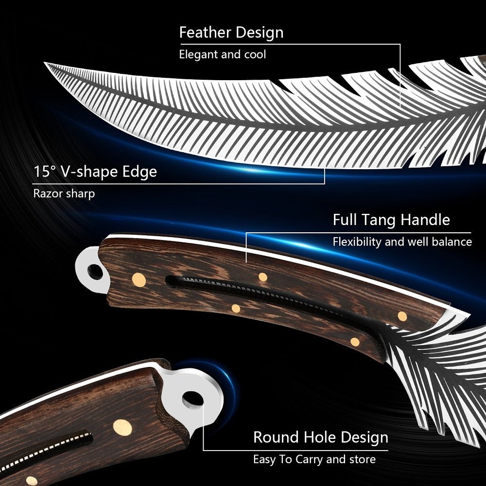 Hand - Forged Viking Knife – 8.5 - Inch High Carbon Steel Blade with Leather Sheath - Gleaming House