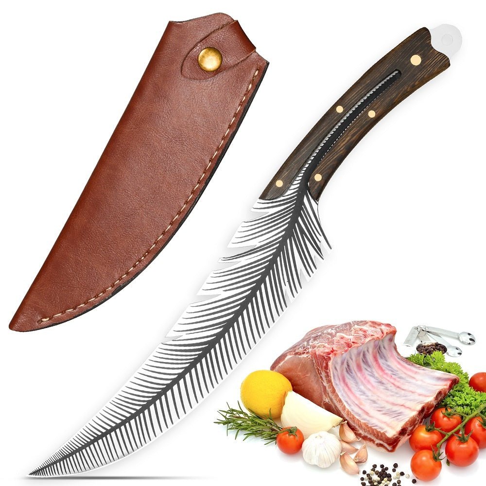 Hand - Forged Viking Knife – 8.5 - Inch High Carbon Steel Blade with Leather Sheath - Gleaming House